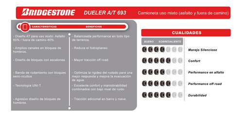Combo X 4 Bridgestone 255/70 R16 111t Dueler A/t 693 Ar