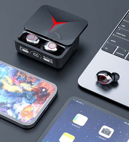 Auriculares deportivos inalámbricos Bluetooth M90 Pro, negros, color de luz: blanco