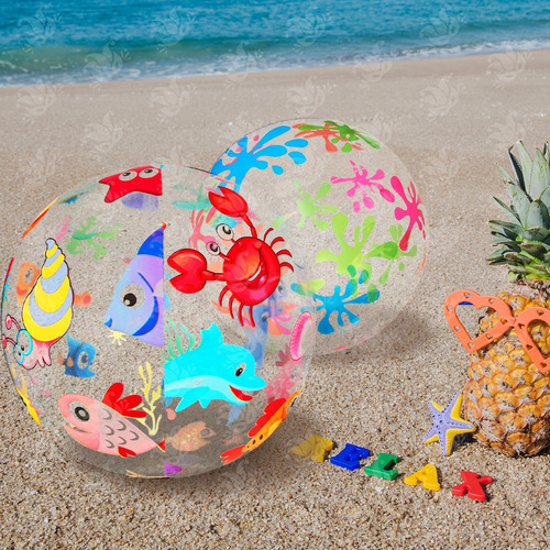 2 Pelota De Playa 30cm Albercada Pool Party Manchas Peces