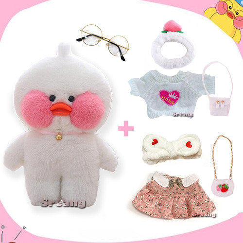 Peluche De Pato Kawaii Lalafanfan De 30 Cm Y 2 Juegos De Rop