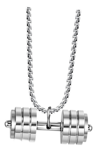 Collar Con Colgante De Mancuernas Para Hombre, Cadena