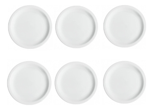 Conjunto De 6 Pratos Rasos Classe Única Iguaçu De Porcelana