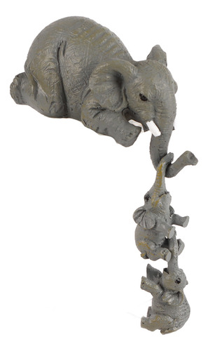 Escultura Animal Linda Elefante Madre Y Bebés