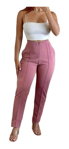 Pantalon Tiro Alto Formal Tela Sofia Mujer