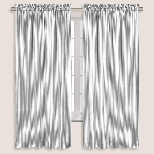 Cortinas De Panel De Algodón Tejido Con Rayas Blancas ...