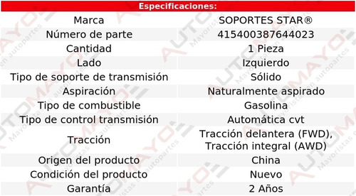 Tacón Transmisión Cvt Izq Lancer 2.0l 4 Cil 2008-2015