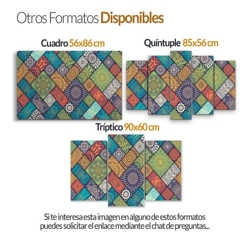 Cuadro Decorativo Moderno Colores Mandalas Jd-0336 M Quíntuple 85x56 Cm Sin Marco