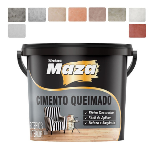 Efeito Cimento Queimado Revestimento Maza 5,6kg Cores Cor Chumbo