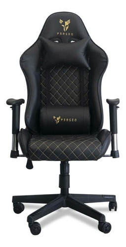 Silla Gamer Perseo Pegasus Negro/dorado Brazo 2d Hasta 120kg