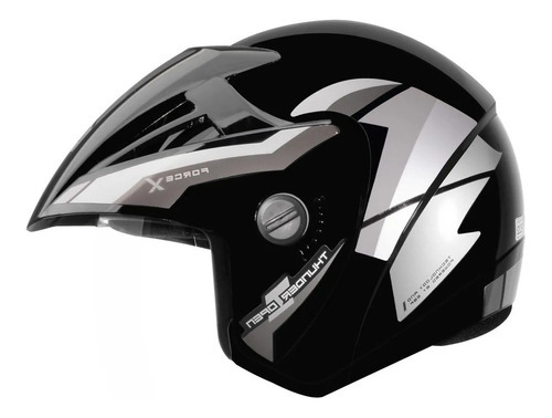 Capacete Moto Aberto Ebf Thunder Open Preto Brilhante