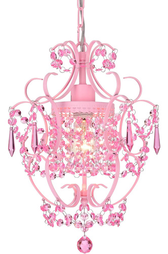 Lámpara De Araña Rosa De Casa Antigua, Minicandelabros De Cr