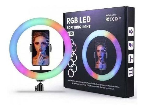 Imagem 1 de 10 de Rgb Ring Light Led Iluminador 10 Poleg + Tripé Profissional