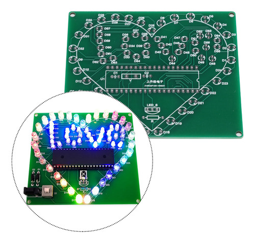 Led Mcu Kit Stc51 De Un Solo Chip Dc4.5-5 V Con Control Remo