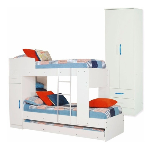 Cama Marinera Cucheta Triliche + Placard 2 Puertas 2 Cajones