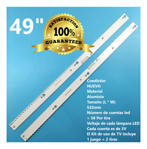 2 Tiras Con 58 Led Compatible Para Un49mu6400f Un49mu6400