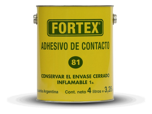 Cemento De Contacto 81 - 4lt - Fortex Color Amarillo