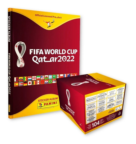 Imagen 1 de 2 de Álbum Pasta Dura + Caja Panini Mundial Qatar 2022 104 Sobres