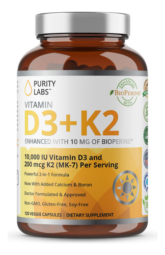 Purity Labs Vitamina D3 K2 10000 Ui 120 Cápsulas