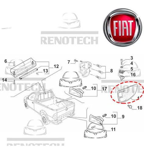 Imagem 4 de 10 de Lanterna Traseira Direita Fiat Strada 2015 Acima 035061-x