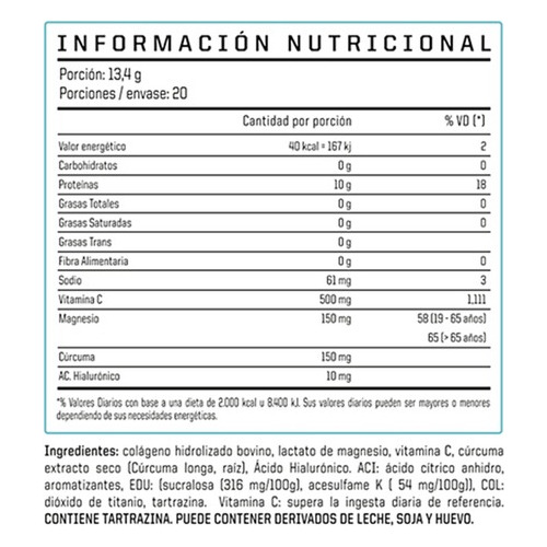 Colageno Sport Ena 407gr Magnesio Curcuma Acido Hialuronico Sabor Naranja