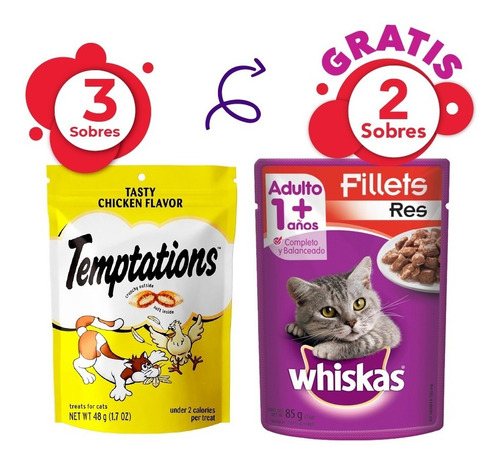 Temptations Snack Para Gatos Pollo 48 G X3 U.