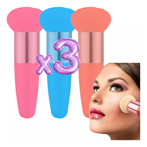 3 Esponjas Facial Para Maquillaje Brocha Hongo Suave Belleza Color 3 Piezas / Color Tamaño De La Esponja Mediana