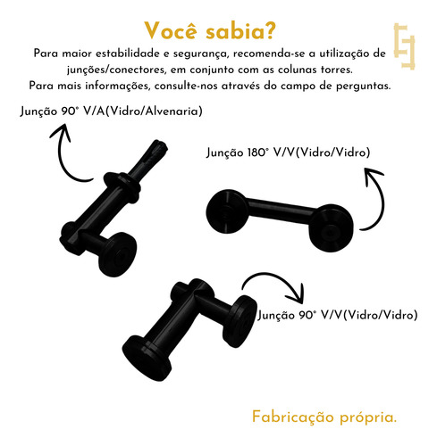 32 Colunas Torre Preta Guarda Corpo Inox 20 Cm 1 Furo
