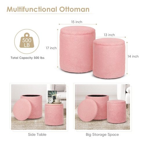 Ogemxu Otomana Con Almacenamiento, Taburete De Tocador Otoma