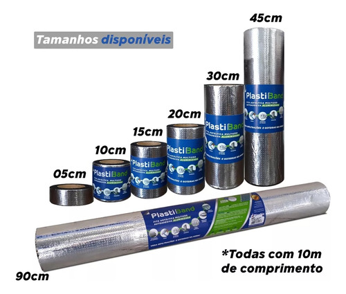 Manta Asfáltica Plástica Aluminada Metro Linear Plastband  