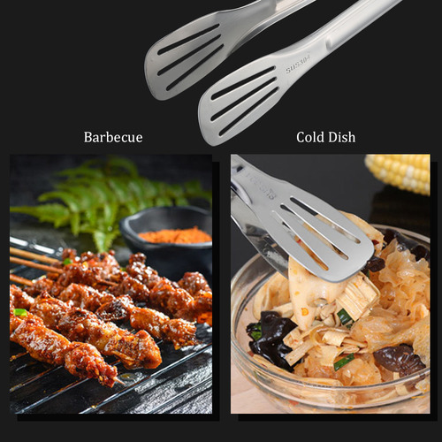Pinza De Cocina Antideslizante Ranurada De Acero Inoxidable