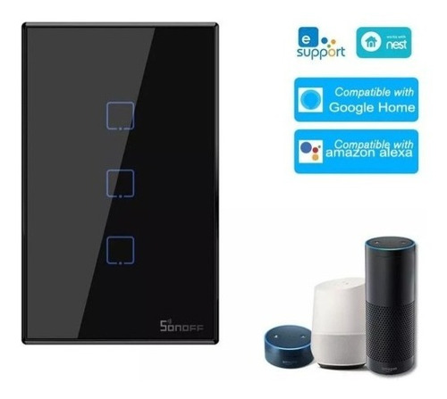 Interruptor Wi-fi Automação 3 Canais Com Rf433 Sonoff T3us3c
