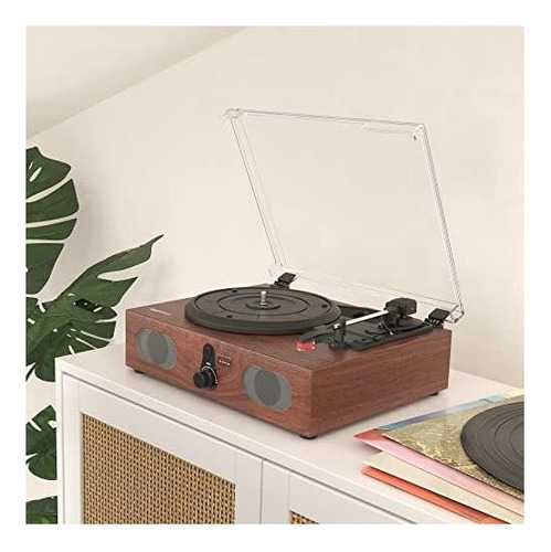 Tocadiscos De Escritorio Con Bluetooth Y 3 Velocidades Negro