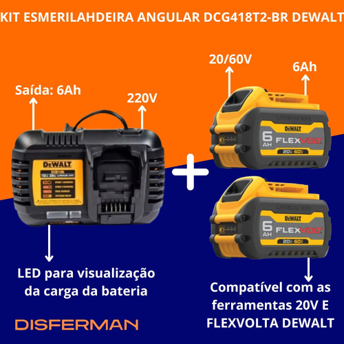 Esmerilhadeira Angular 4.1/2 150mm 60v Dcg418t2 220v Dewalt