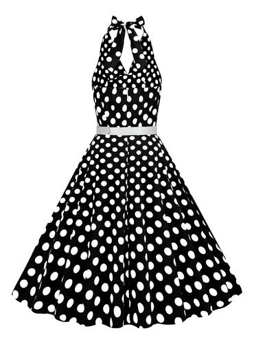 Vestido De Verano De Lunares Para Mujer, Cintura De Retazos,