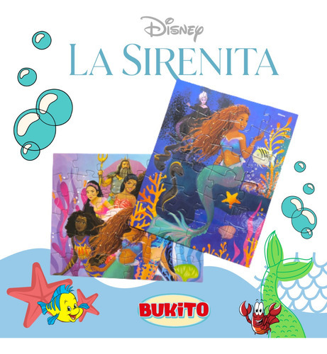 Imagen 2 de 8 de Rompecabezas Sirenita 2 Puzzles Tapimovil 24 Y 36 Piezas