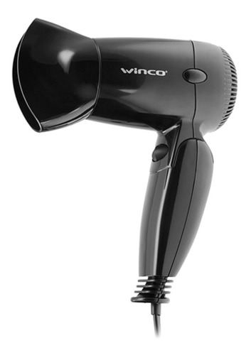 Secador De Pelo Winco W191 Negro 1200w- 2 Niv- Ideal Viaje!