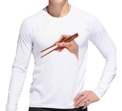 Remera Hombre Ml Palitos Chinos Para Comer Comida Deco P2