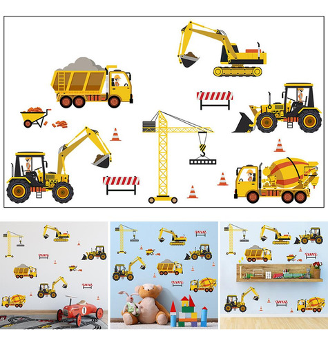 2x Cartón Vehículo Niños Tatuajes Coches De Construcción