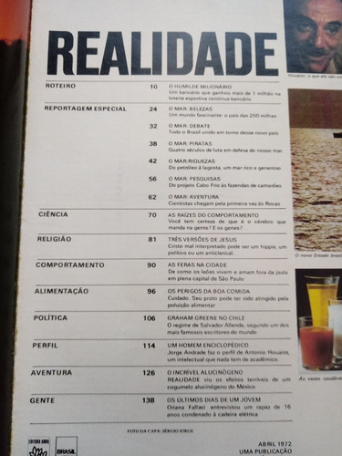 Revista Realidade Nº 73 -de 1972 . Politica Prop. Sumario
