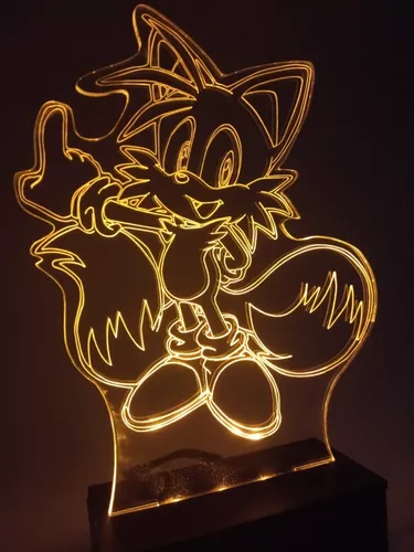 Luminária Sem Fio, Tails Amarelo Personagem Do Sonic