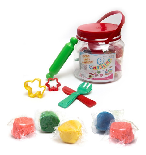 Kit Masas Balde 5 Sticks + Accesorios - Plastilina Infantil