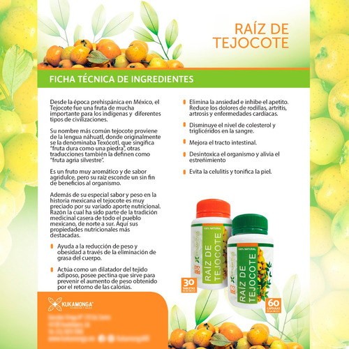 1 Raíz Tejocote Cápsulas + 1 Extracto Raíz De Tejocote Sabor Sin sabor
