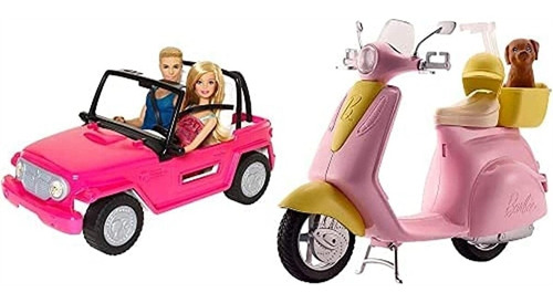 Coche De Playa Y Moto Para Muñeco Ken Y Muñeca Barbie