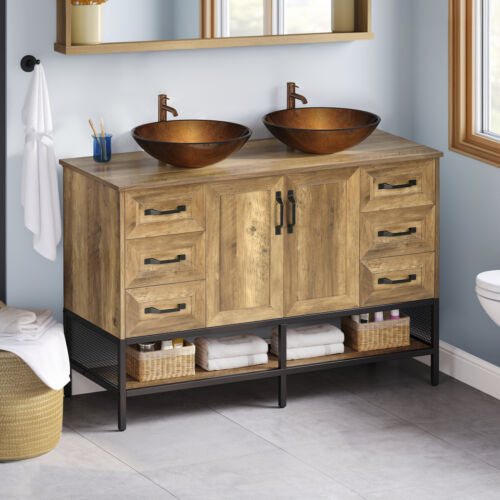 47'' Large Bathroom Vanity Set With Double Tempered Glas Eem