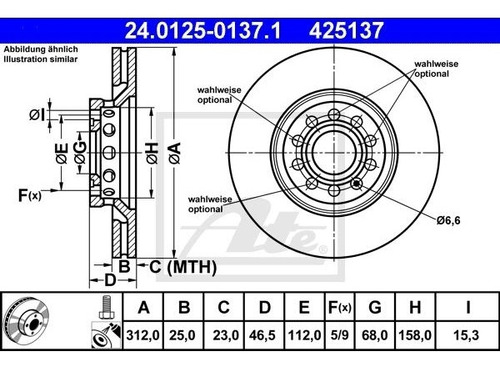 Discos Frenos Delantero Ventilado Audi A4 B5 2.4l A4 Par Ate