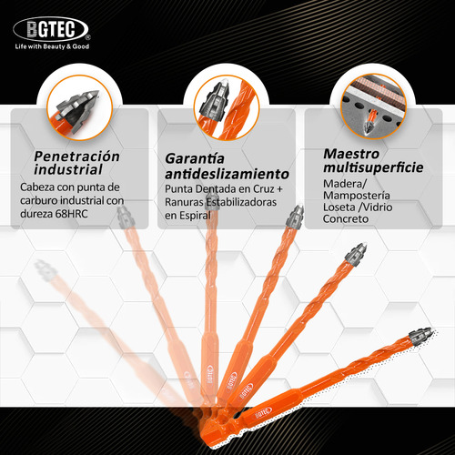 Broca De Carburo Con Cabeza Dentada, 10 Unidades, Mango Rápi