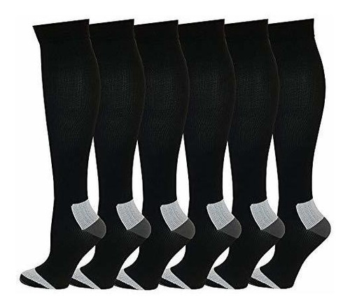 Paquete De 6 Pares Medias (8-15 Mm Hg) Deportes, Viajeros,