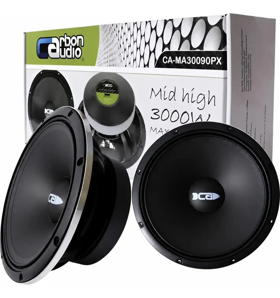 Par De Medios Altos Carbon Audio 9 PuLG 3000w Ca-ma30090px Color Negro