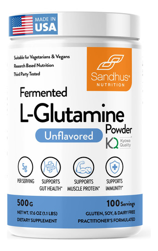 Sandhu's L-glutamina  100 Porciones  Hecho En Estados Unid