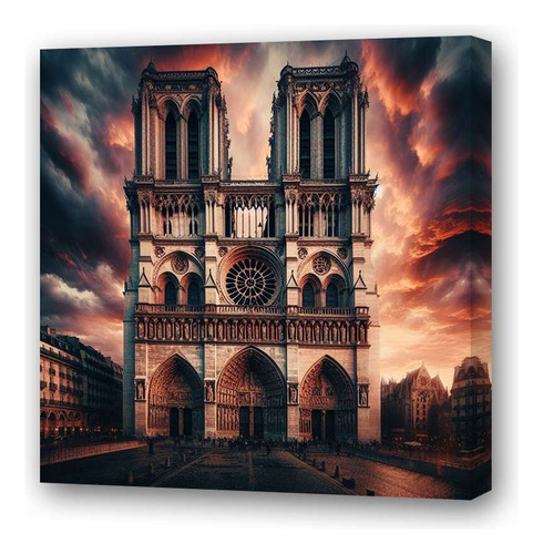 Cuadro 60x60cm Catedral De Notre-dame Gótico Francia M4